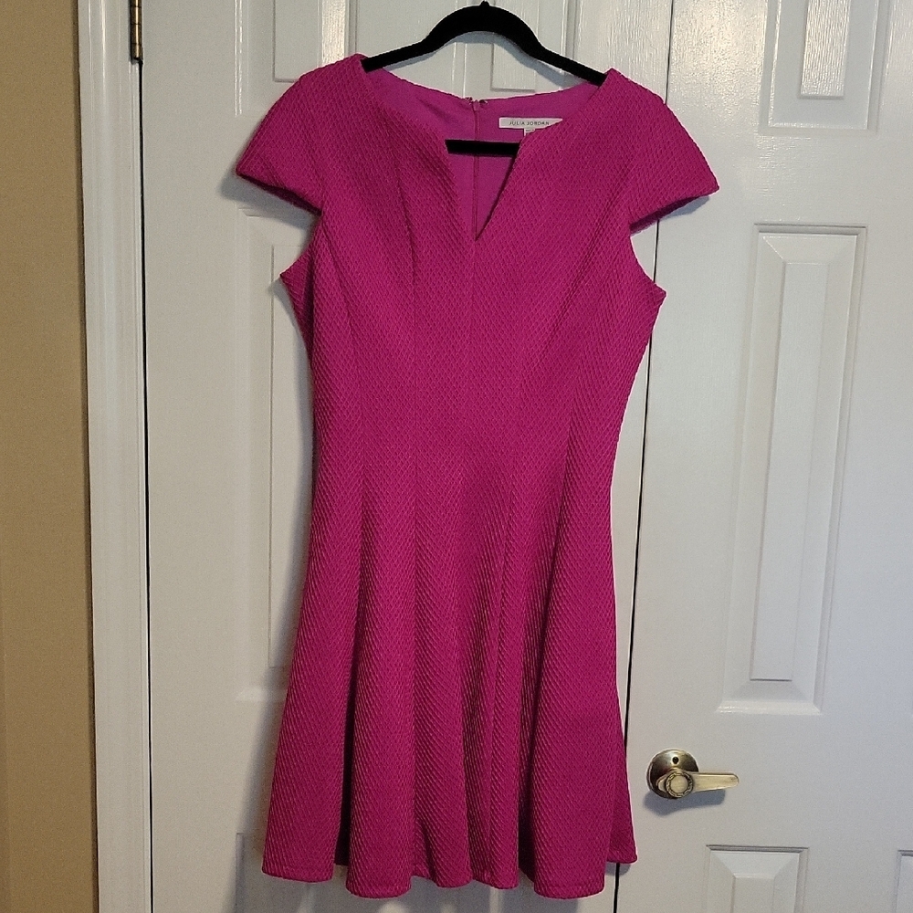 julia jordan Fuchsia Textured Fit-and-Flare Dress
